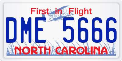NC license plate DME5666