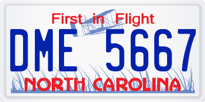 NC license plate DME5667