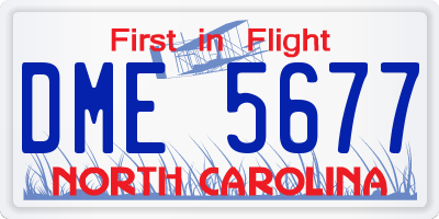 NC license plate DME5677