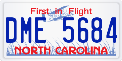 NC license plate DME5684