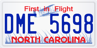 NC license plate DME5698