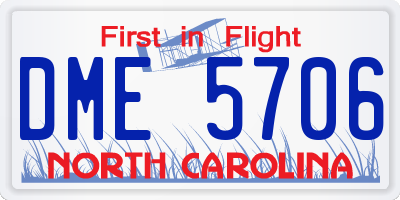 NC license plate DME5706