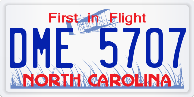 NC license plate DME5707