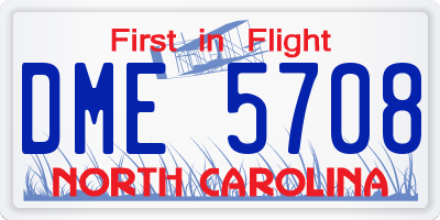 NC license plate DME5708