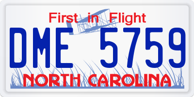 NC license plate DME5759