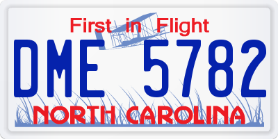 NC license plate DME5782