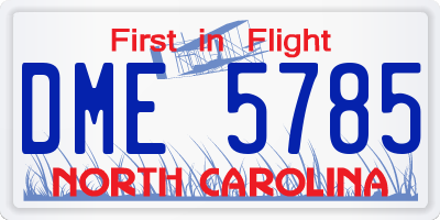 NC license plate DME5785