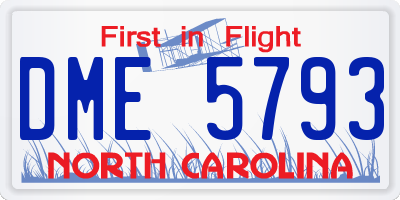 NC license plate DME5793