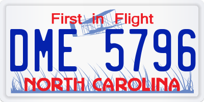 NC license plate DME5796