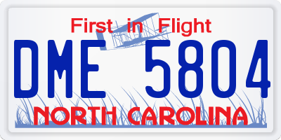 NC license plate DME5804