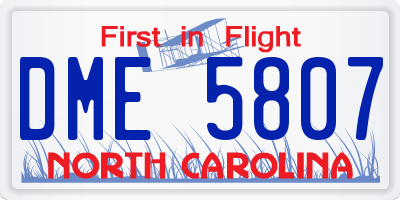 NC license plate DME5807