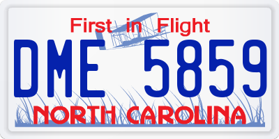 NC license plate DME5859