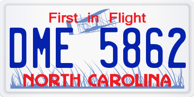 NC license plate DME5862