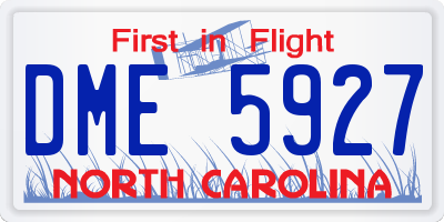NC license plate DME5927