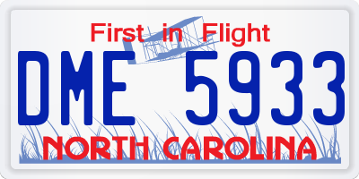 NC license plate DME5933