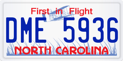 NC license plate DME5936