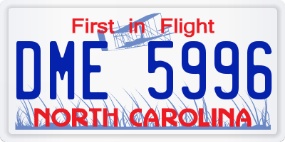 NC license plate DME5996