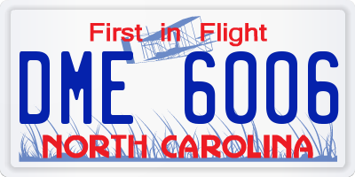 NC license plate DME6006