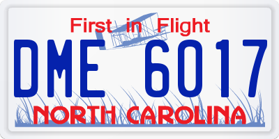 NC license plate DME6017