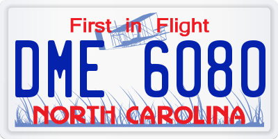NC license plate DME6080