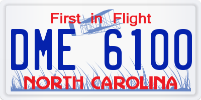 NC license plate DME6100