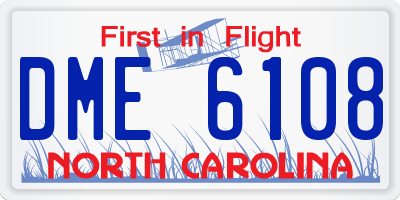 NC license plate DME6108