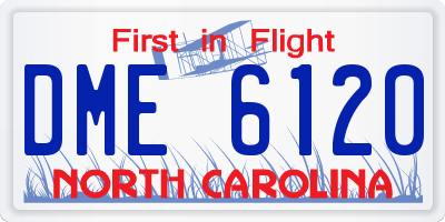 NC license plate DME6120