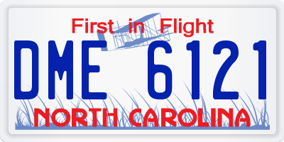 NC license plate DME6121