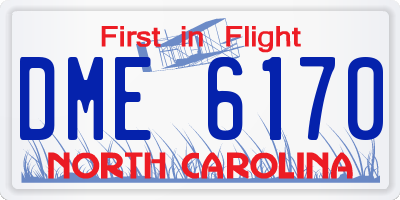 NC license plate DME6170
