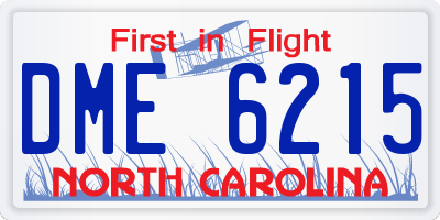 NC license plate DME6215