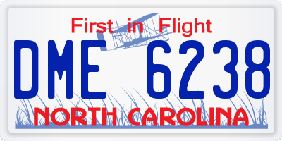 NC license plate DME6238