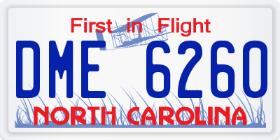 NC license plate DME6260