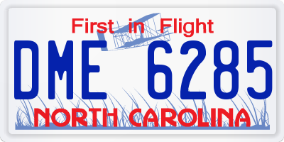 NC license plate DME6285