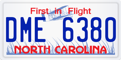 NC license plate DME6380
