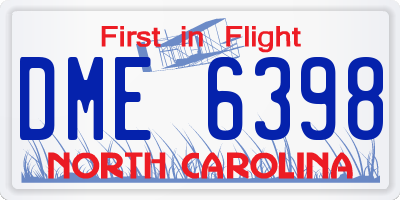 NC license plate DME6398