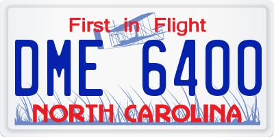 NC license plate DME6400