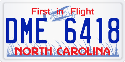 NC license plate DME6418