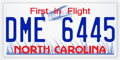 NC license plate DME6445
