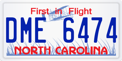 NC license plate DME6474