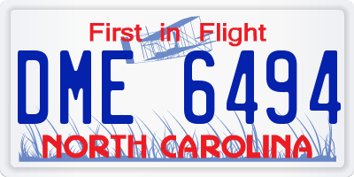 NC license plate DME6494