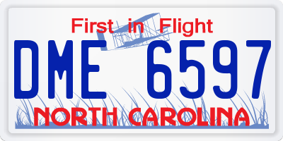NC license plate DME6597