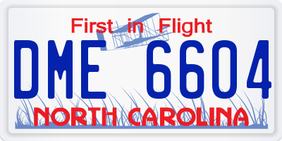 NC license plate DME6604