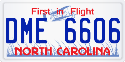 NC license plate DME6606
