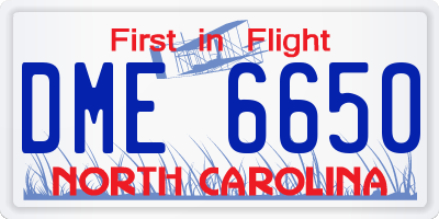 NC license plate DME6650