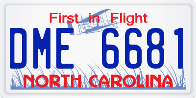NC license plate DME6681