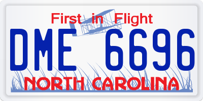 NC license plate DME6696
