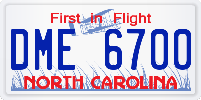 NC license plate DME6700