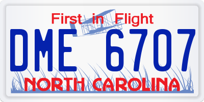NC license plate DME6707