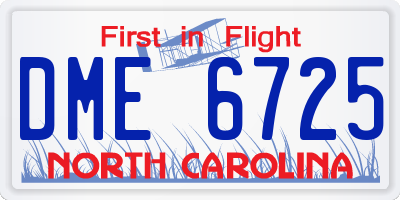 NC license plate DME6725