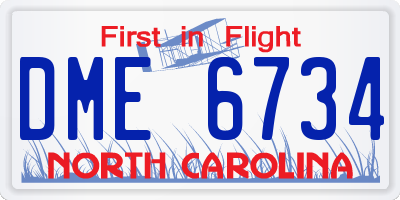 NC license plate DME6734